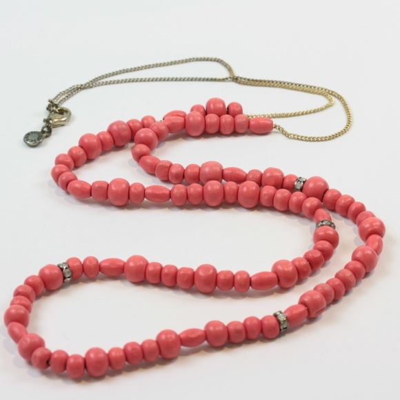 J. Crew Jewelry - J. Crew Necklace Long Length w/ Coral Color Beads
